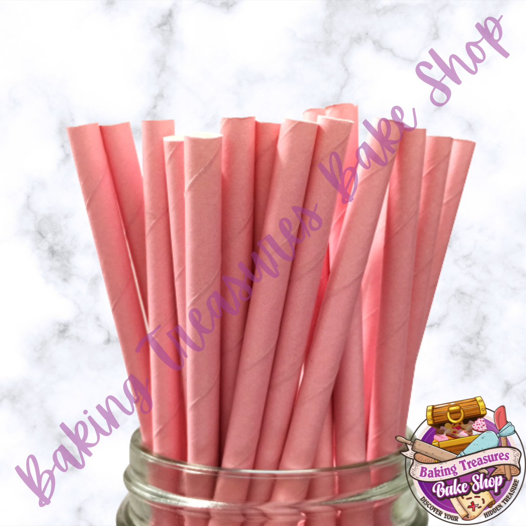 Hot Pink with White Stars 25pc Paper Straws