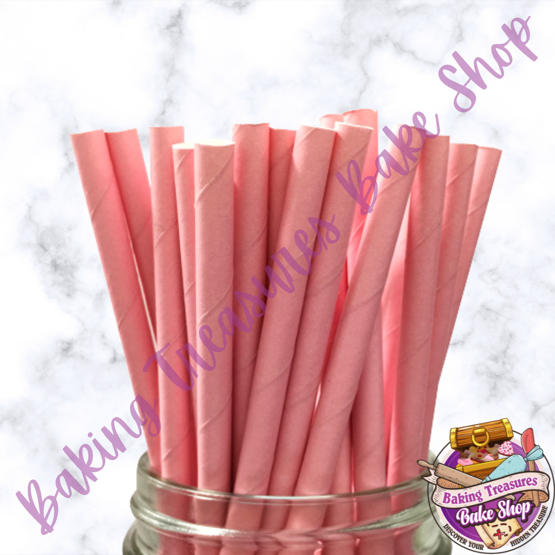 Light Pink and Hot Pink Striped 25pc Paper Straws