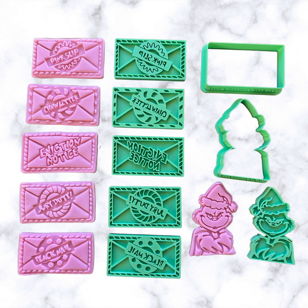 Christmas Grump Mail  Cookie Cutter 8 pcs  Cookies Set Cutter And Stamp