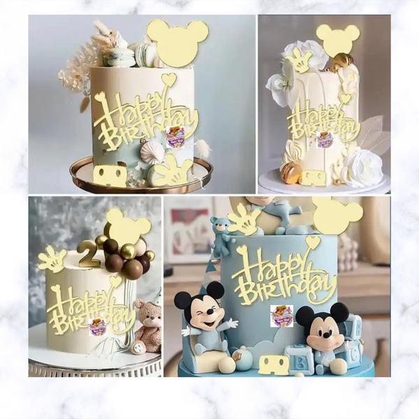 Mouse Acrylic Cake Topper 4 pc