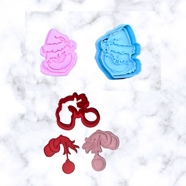 Mini Christmas Grump Hand or face Cookie Cutter +Stamp