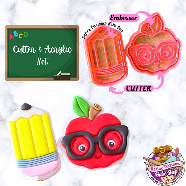 Teachers Pet Apple & Pencil Theme Cutter & Embosser Set