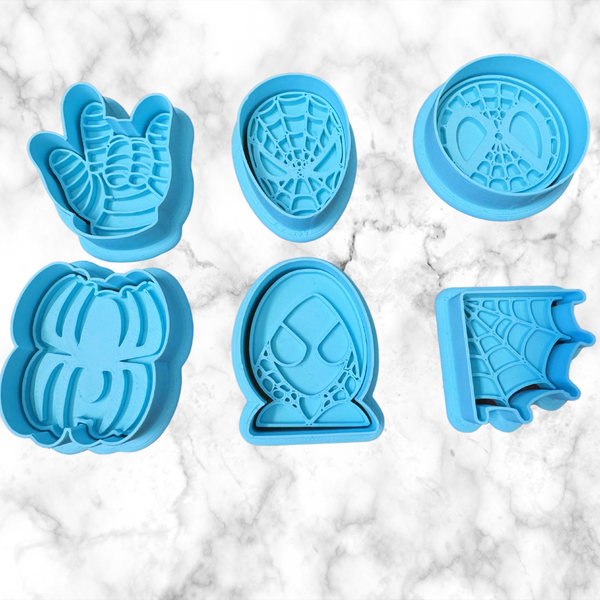 Spider boy & Friends Mini cookie cutter & Stamp 6 pc set