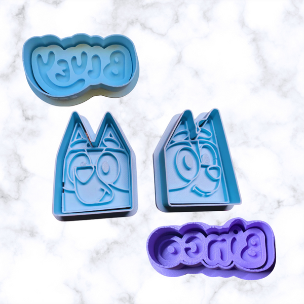Heeler Dog Family 4 PC Set cookie cutter and stamp/ Fondant cutter