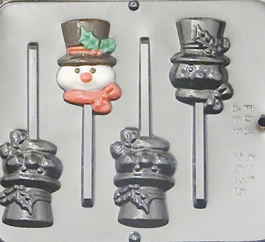 Snowman with Top Hat Lollipop Chocolate Candy Mold