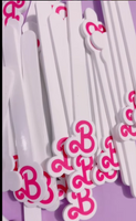 Letter B   Acrylic Popsicle Sticks- White & Hot Pink