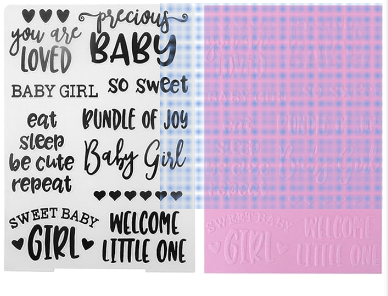 Baby Script Embossing Folder Plastic Embossing Folders Baby Girl – Baking Treasures Bake Shop