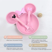 Cartoon Girl Mouse Baby Bowl with  Spoon & Fork 3Pcs/set