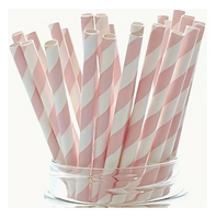 Baby pink spiral paper straws*