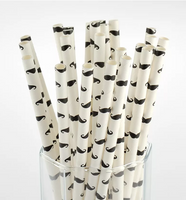 BLACK Mustache Paper Straws