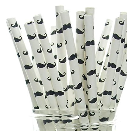 BLACK Mustache Paper Straws