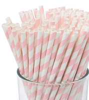 Baby pink spiral paper straws*