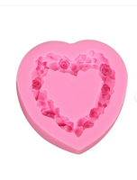 ROSE AND FLORAL HEART FRAME MOLD