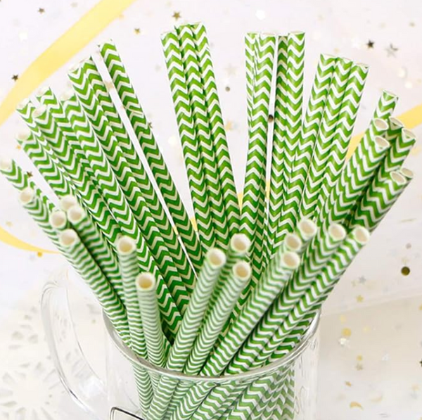 Green Chevron Paper Straws*