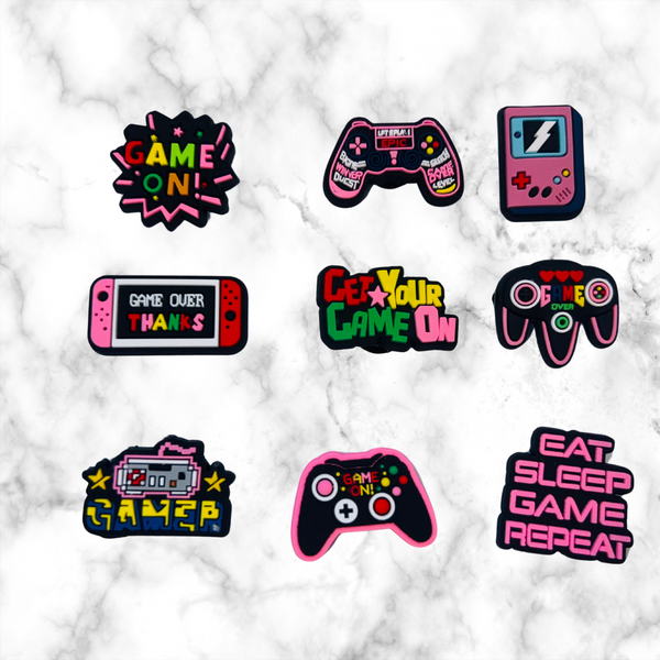 Game Console Series Shoe Charms ( Pink ) 9 PC