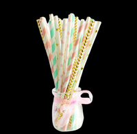 ASSORTED PINK & MINT Paper Straws*
