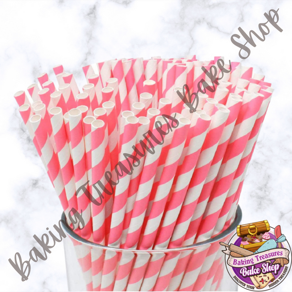 Bubblegum pink spiral Paper Straws*