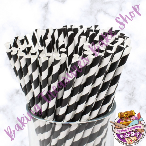 Black stripe  Paper Straws*