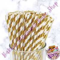 Gold Spiral Paper Straws*