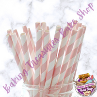 Baby pink spiral paper straws*