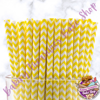 Yellow Chevron Paper Straws*