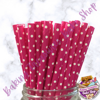 Hot pink w/ polka dot  Paper Straws*