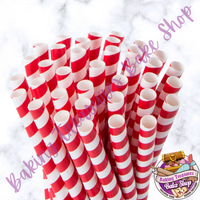RED Striped  Smoothie Paper Straws*