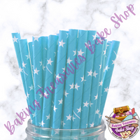 Light Blue Straws with Stars*