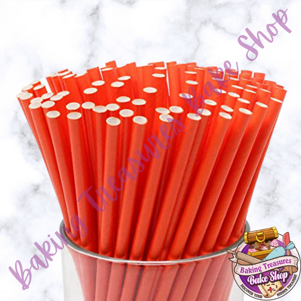 RED  SOLID 25PC PAPER STRAWS*
