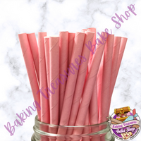 PINK SOLID PAPER STRAWS*