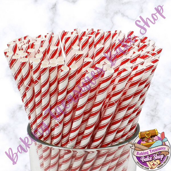 Peppermint Striped  Paper Straws*