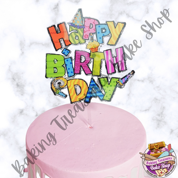 Colorful Happy Birthday Cake Topper