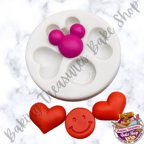 Mouse, Hearts & Smiles Silicone Mold