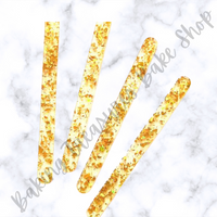 Flake Glitter Acrylic Popsicle Sticks- Gold