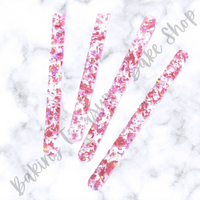 Flake Glitter Acrylic Popsicle Sticks- Pink