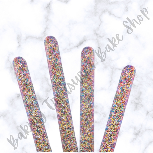 Glitter Acrylic Popsicle Sticks- Rainbow – Baking Treasures Bake Shop