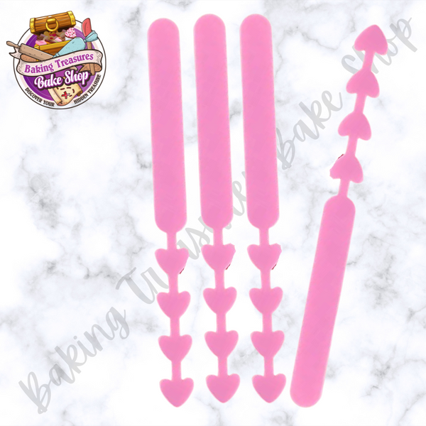 Acrylic Popsicle Sticks- Pink Hearts