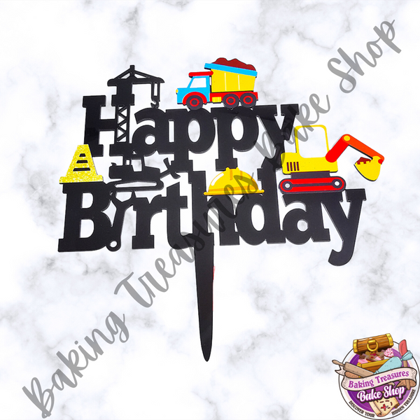 Construction Happy Birthday Cake Topper*