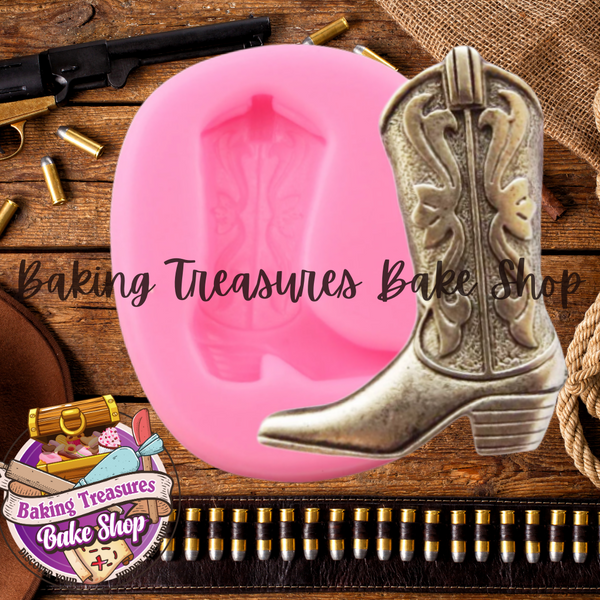 This boot mold is perfect for any county western-themed party or baby shower. This lovely mold will help add that extra country flair to your work.  Works best with Chocolate, fondant, and gum paste  Perfect size for small treats Measurement for this western mold is 1.75-inch x 1-inch 