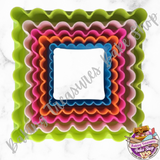 Set of 5 Square  Double-sided: Straight and scalloped