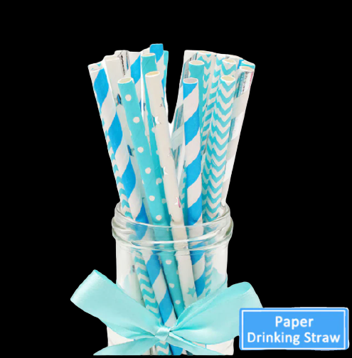 ELECTRIC BLUE & SILVER  Paper Straws*