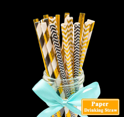 EGYPTIAN GOLD & BLACK Paper Straws*