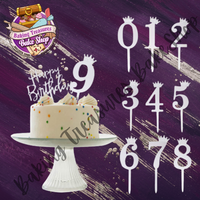 Acrylic Numbers  Crown Cake Topper  Silver*