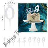 Acrylic Numbers  Crown Cake Topper  Silver*
