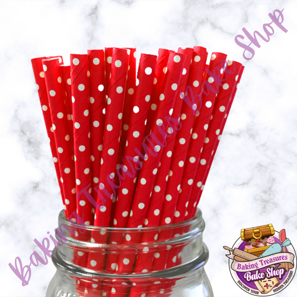 RED WITH WHITE POLKA DOT Paper Straws*