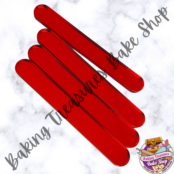 Mirror Acrylic Popsicle Sticks - Red