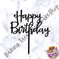 Happy Birthday Cake topper Black