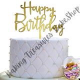 Happy Birthday Cake topper Gold
