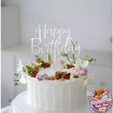 Happy Birthday Cake topper SILVER