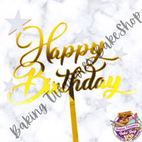 Gold Star Happy Birthday Cake topper*
